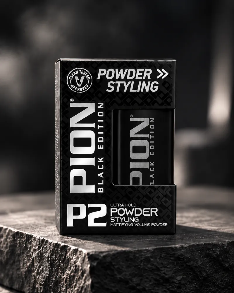 קופסת Pion P2 Powder Styling על משטח אבן